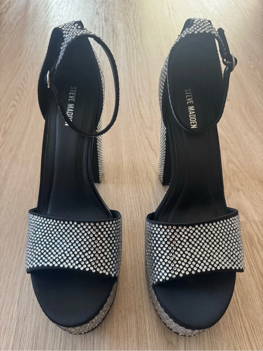 Steve Madden rhinestone Platform Sandals heels New